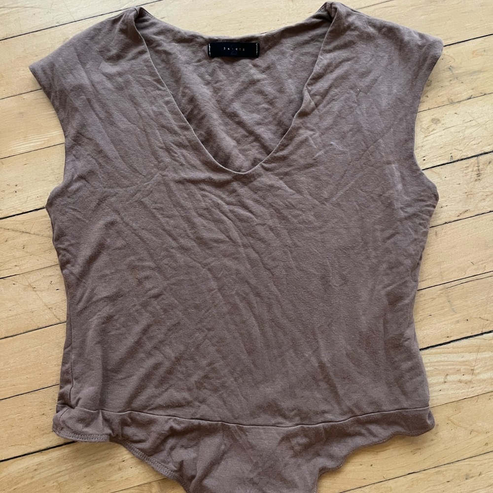 Elegant Brown V-Neck Bodysuit